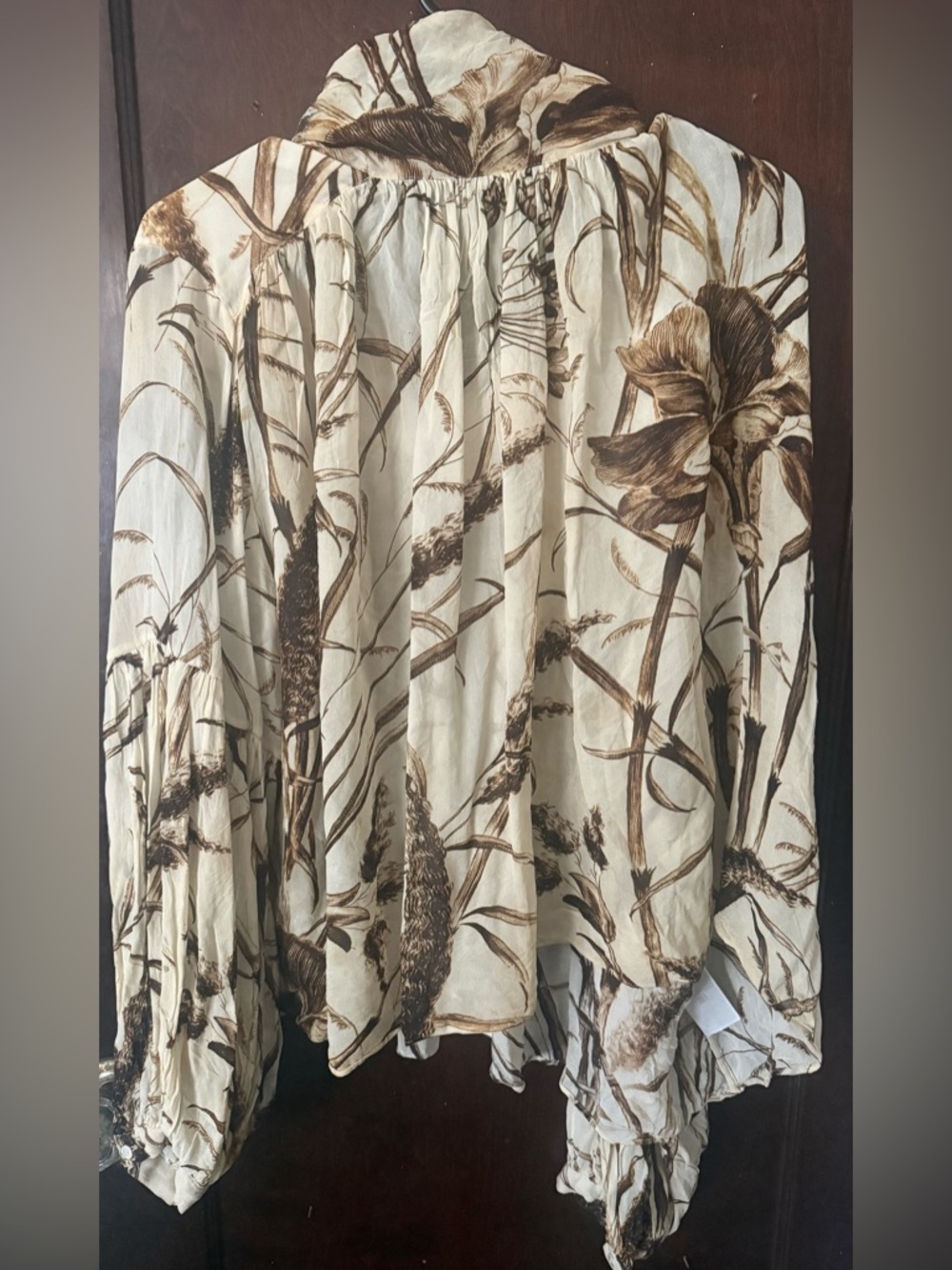 Banana Republic Cream and Brown Floral High-Low Skirt. Flowy!